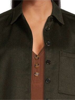 NWT A Love A Wool Button down in Dark Green Medium